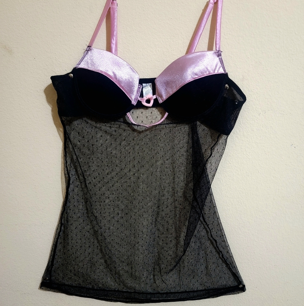 Sexy Pink and Black Sheer Slip Lingerie
